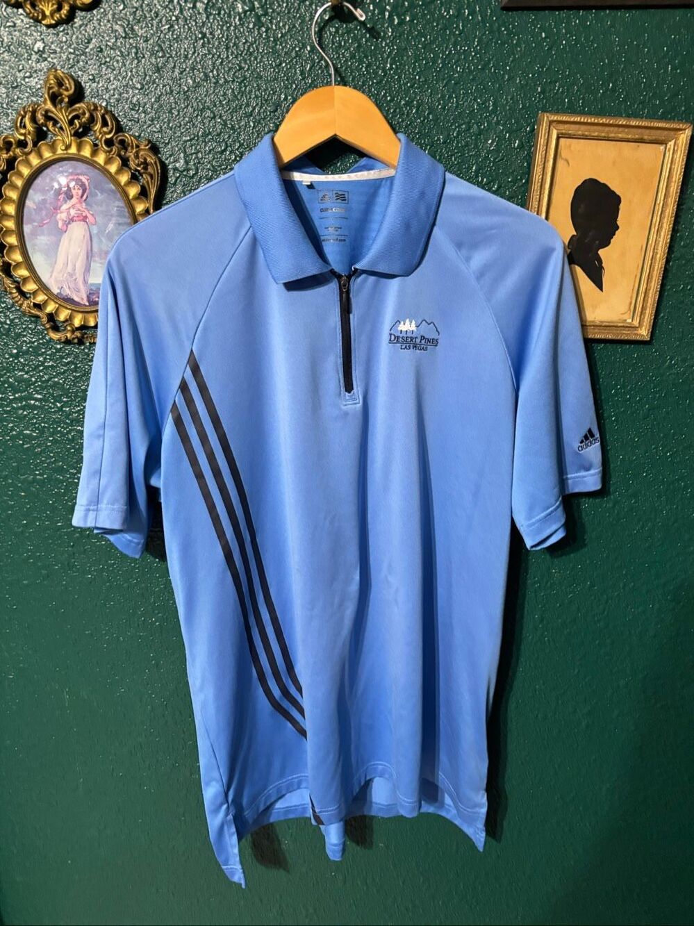 Adidas Men’s Desert Pines Golf Course Polo Blue Athletic Sz Large